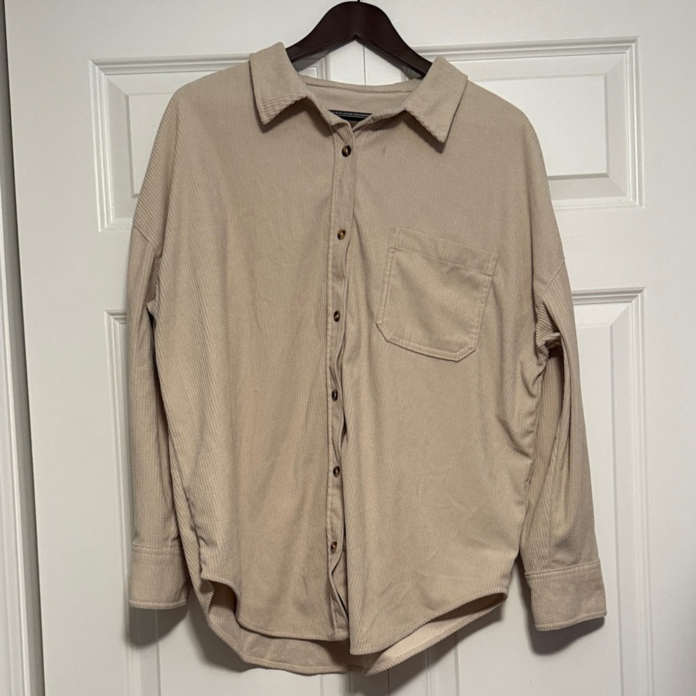 Women's Beige Button Down Shirt